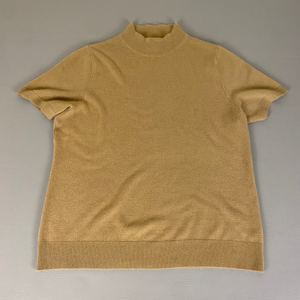 Sag Harbor Sweater Women's Plus 1X Beige Mink Short Sleeve Mock Neck Knit Top